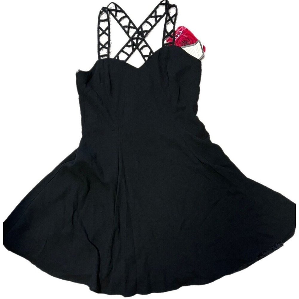 CDC Fit & Flare Dress Womens Lord & Taylor  Size 14 Solid Black Short Lined‎